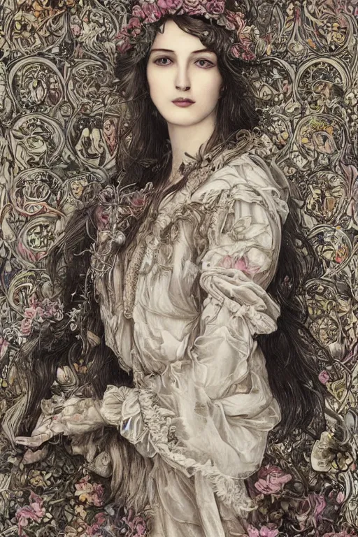 Prompt: An extremely beautiful pre-raphaelite intricate ultradetailed ornate portrait of a very beautiful elegant witch, regal, digital art painting, smooth, sharp focus, magazine art cover illustration, award winning picture, extremely detailed masterpiece, sense of awe, featured on Artstation, Artgerm, ethereal rainbow bubbles, Aetherpunk, atmospheric lightning, backlit, highly detailed illustration highlights, concept art, Exquisite matte painting, floral details, 8K detail post-processing, Uplight, vibrant mood