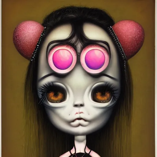 Prompt: Glitchpunk girl, by Mark Ryden and Goro Fujita