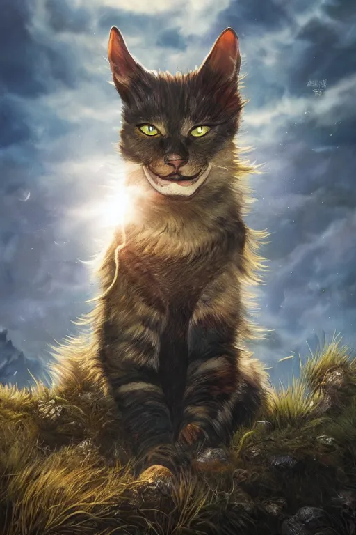 Image similar to a book cover for warrior cats by wayne mclouglin, depth of field, sun flare, hyper realistic, very detailed, backlighting, trending on artstation