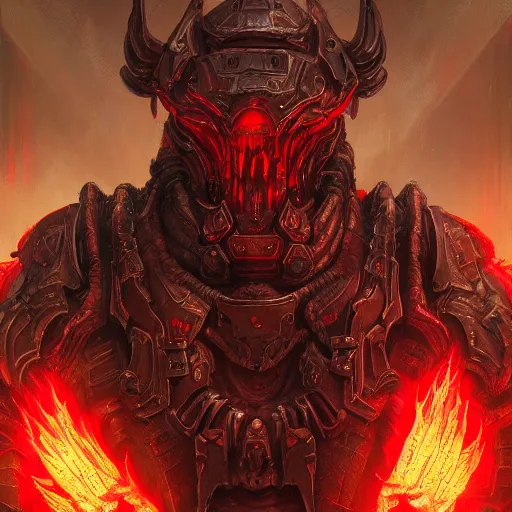 Prompt: fantasy art of doom slayer, intricate, high detailed, insane detailed, cgsociety, red theme