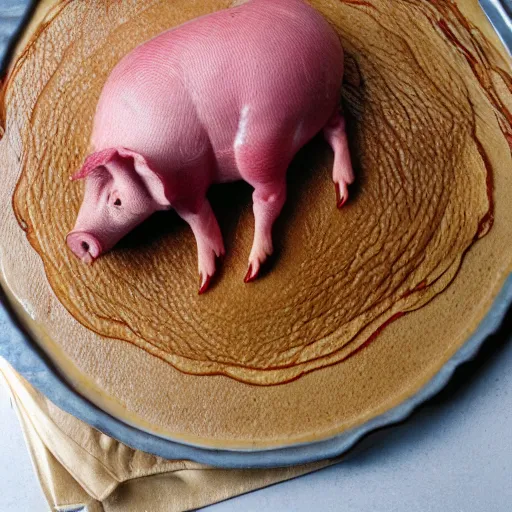 Image similar to whole pig on a pancake