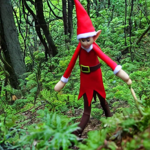 Prompt: an elf walking into the woods