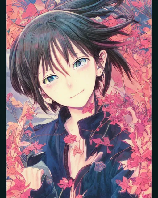 Image similar to anime girl smiling softly, art poster, ambient lighting, detailed, by ayami kojima, makoto shinkai, kilian eng