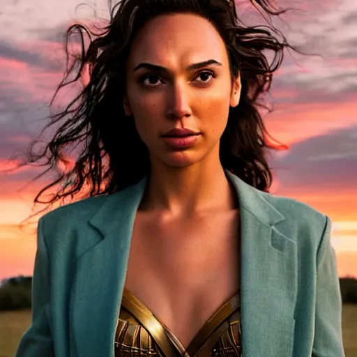 Image similar to woman who is a genetic combination of gal gadot and beyonce face and upper - body focus renaissance female in soft dreamy light at sunset, contemporary fashion shoot by edward robert hughes, annie leibovitz and steve mccurry, david lazar establishing shot, artistic, hyperrealistic