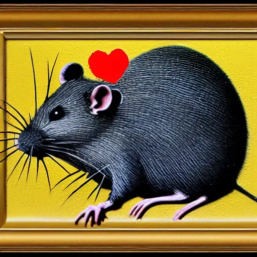 Image similar to love rat art by banksy, 8 k, high definition, extremely detailed, photo realistic
