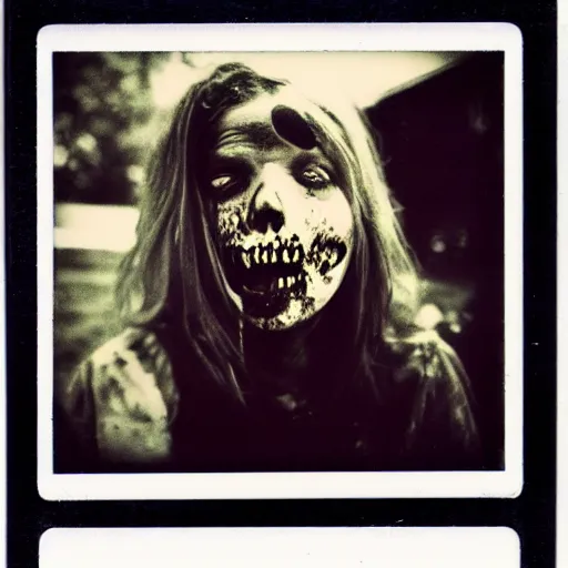 Prompt: polaroid photo of zombie, 35mm, full-HD