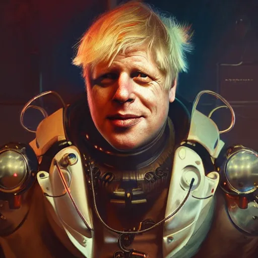 Prompt: cyborg steampunk boris johnson in a nightclub, anatomy, bathed in light, highly detailed, photorealistic, artstation, smooth, sharp focus, illustration, unreal engine 5, 8 k, art by artgerm and greg rutkowski and edgar maxence