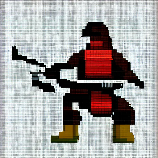 Prompt: pixel painting of a sniper