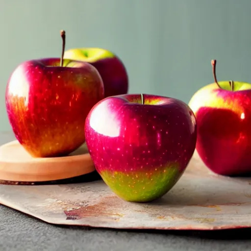 Image similar to rainbow metallic apples, cookbook photo