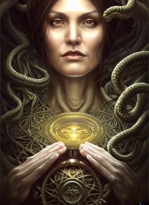 Prompt: portrait shot of a female detective in a scenic lovecraftian environment, intricate, elegant, highly detailed, centered, digital painting, artstation, concept art, smooth, sharp focus, illustration, artgerm, tomasz alen kopera, peter mohrbacher, donato giancola, joseph christian leyendecker, wlop, boris vallejo