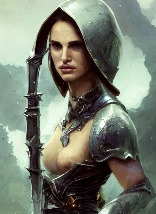 Image similar to young natalie portman, legendary warrior, warframe, lord of the rings, tattoos, decorative ornaments, battle armor, carl spitzweg, ismail inceoglu, vdragan bibin, hans thoma, greg rutkowski, alexandros pyromallis, cute, perfect face, detailed, sharply focused, centered, rule of thirds, photorealistic shading