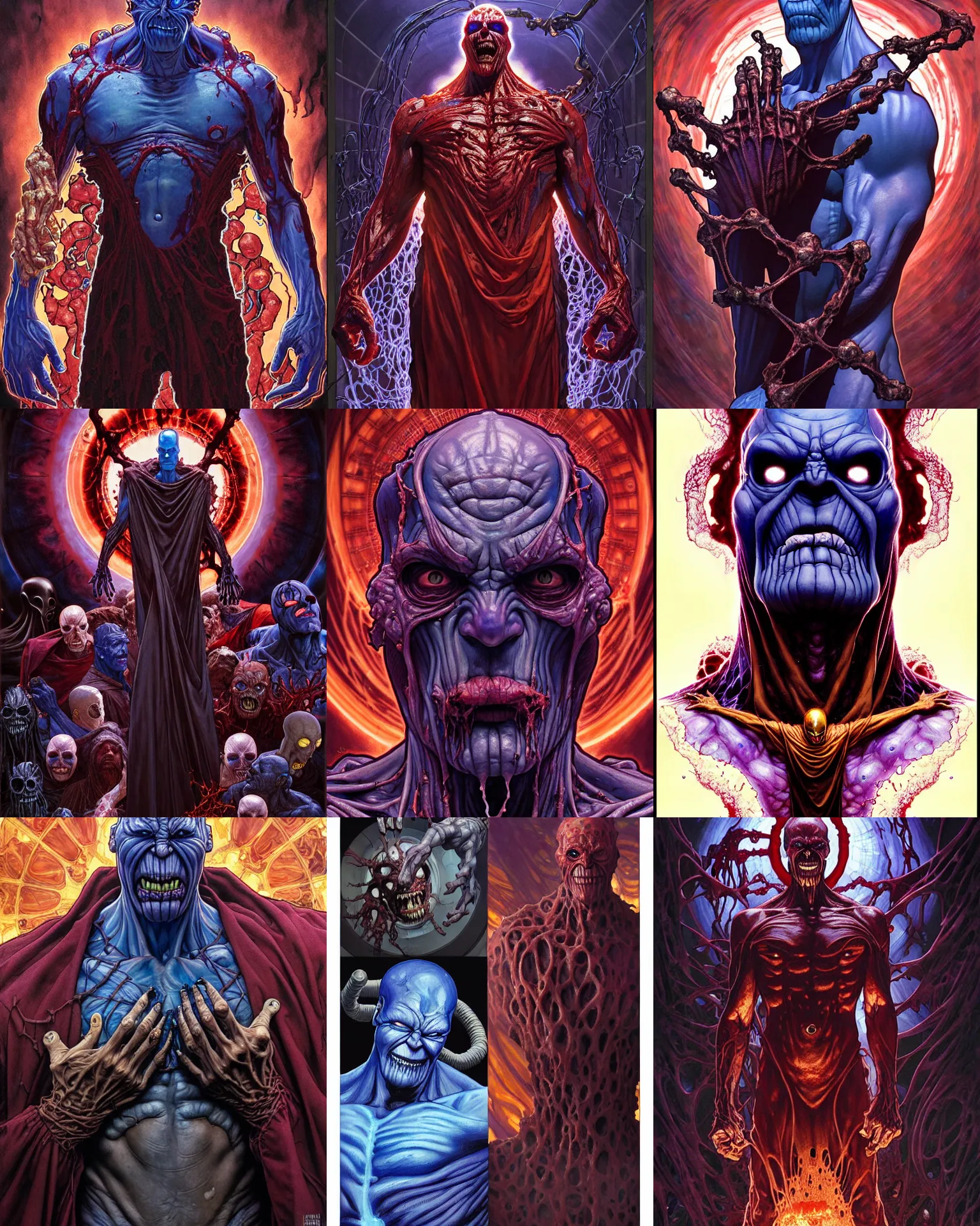 Prompt: the platonic ideal of oil of cletus kasady ultimate carnage thanos dementor doctor manhattan chtulu nazgul, detailed, intricate, hyperrealism, intense, scary, decay, dmt, art by brock hofer and artgerm and greg rutkowski and alphonse mucha