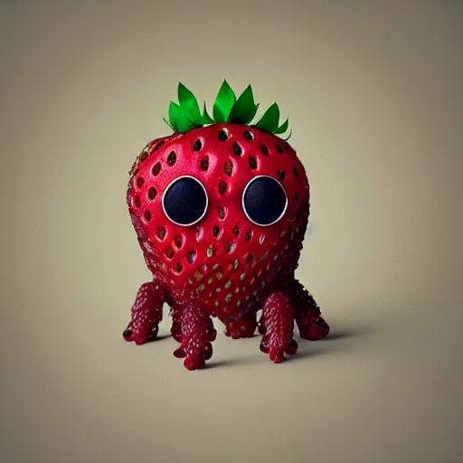 Image similar to strawberry creature with multiple eyes