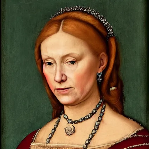 Image similar to photo realistic renaissance portrait of donald trump as a female royalty