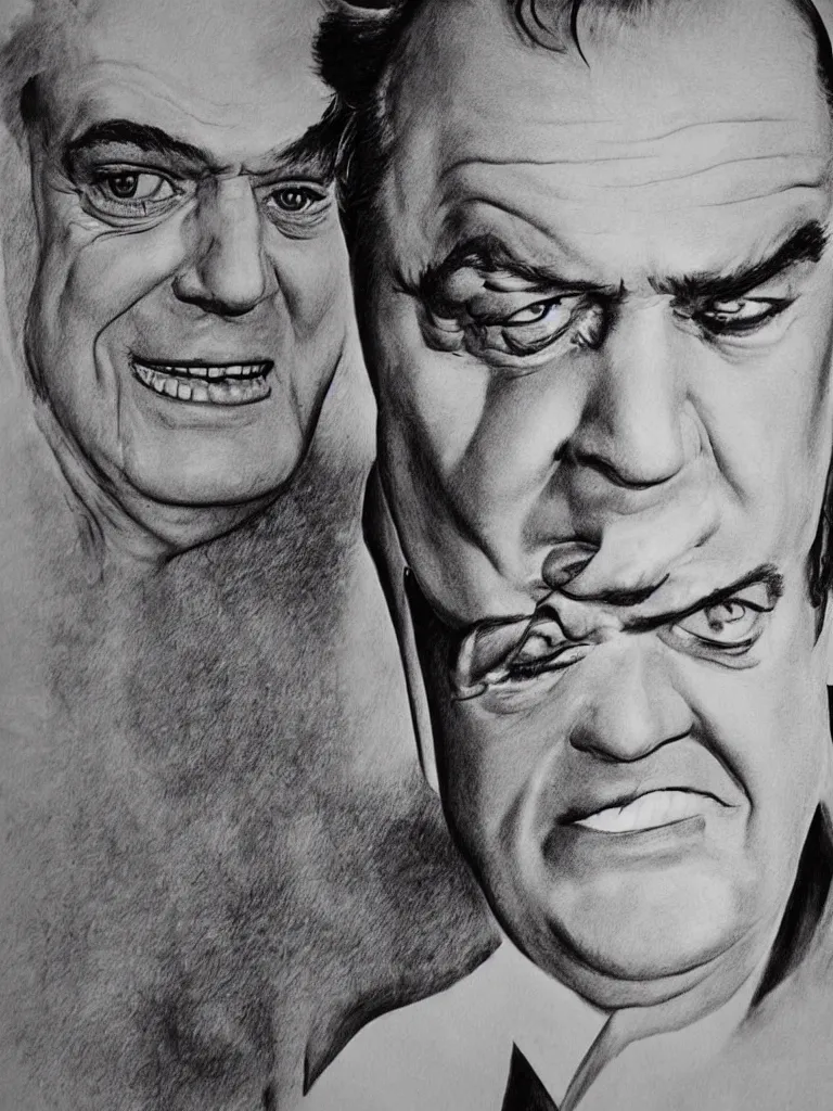 Prompt: jack nicholson drawn by federico fellini