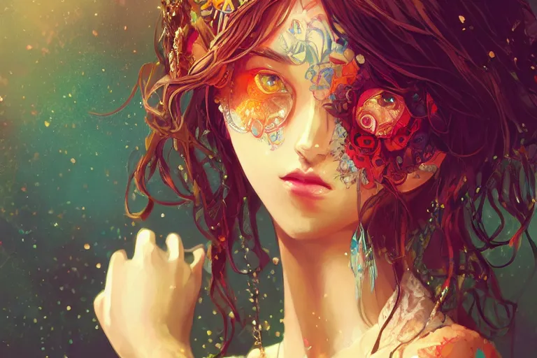 Image similar to a beautiful bohemian girl, intricate, highly detailed, digital painting, pixiv, artstation, official media, anime key visual, concept art, rich vivid colors, ambient lighting, sharp focus, illustration,