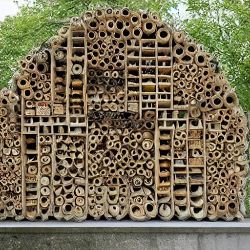 Image similar to insect hotel designed by Zaha Hadid