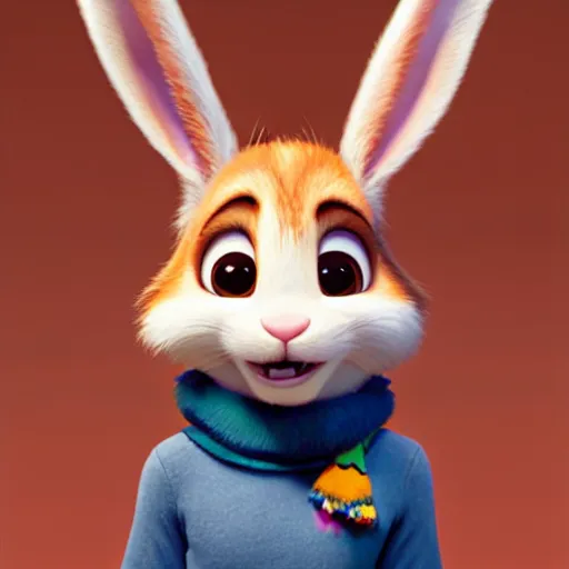 Prompt: promotional art, very very very cute disney pixar bunny character wearing a scarf, white background, iconic film character, detailed fur, concept artwork, 3 d render official art, promotional art, by ilya kuvshinov katsuhiro villeneuve, jeremy lipkin and michael garmash and rob rey, disney pixar zootopia