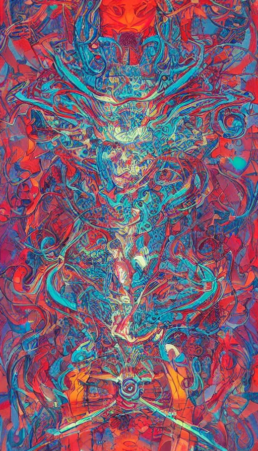 Image similar to psytrance artwork, by james jean