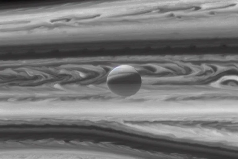 Image similar to the planet jupiter colliding with the earth, photo taken from the surface of the earth, black and white spielberg 3 5 mm film cinematic 4 k