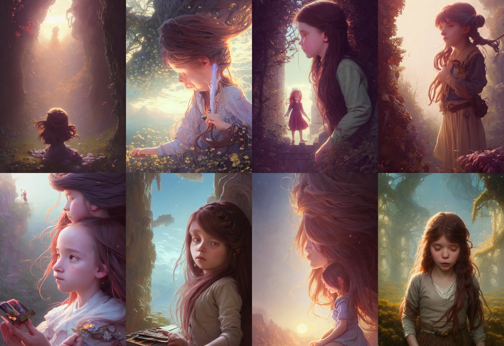 Prompt: highly detailed portrait of a curious little girl with long hairs, stephen bliss, unreal engine, fantasy art by greg rutkowski, loish, rhads, ferdinand knab, makoto shinkai and lois van baarle, ilya kuvshinov, rossdraws, tom bagshaw, alphonse mucha, global illumination, radiant light, detailed and intricate environment