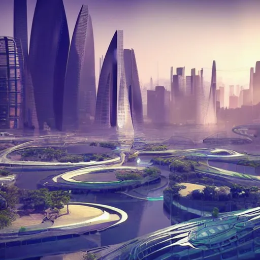 Prompt: utopian future city with amazing modern architecture, parametric design, highly detailed, photorealistic portrait, bright studio setting, studio lighting, crisp quality and light reflections, unreal engine 5 quality render