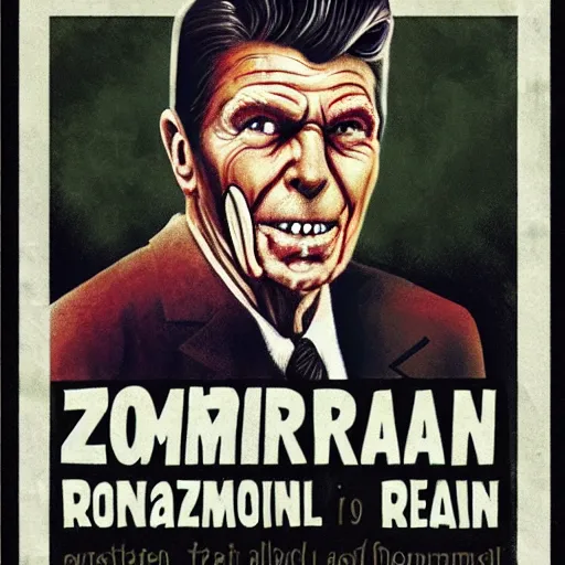 Prompt: zombie ronald reagan