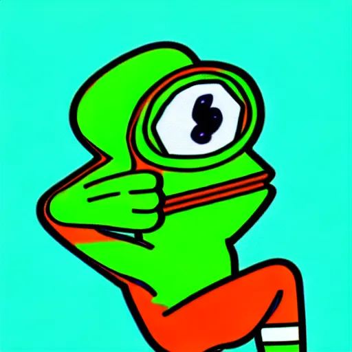 Image similar to pepe with long realistic legs pepe