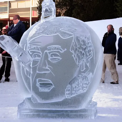 Prompt: joe biden ice sculpture