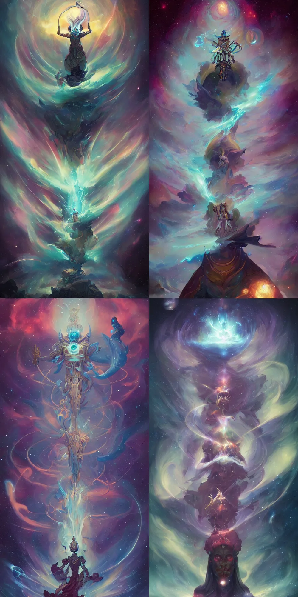 Prompt: tarot card, king of cosmos, galaxy, nebula, peter mohrbacher, epic composition