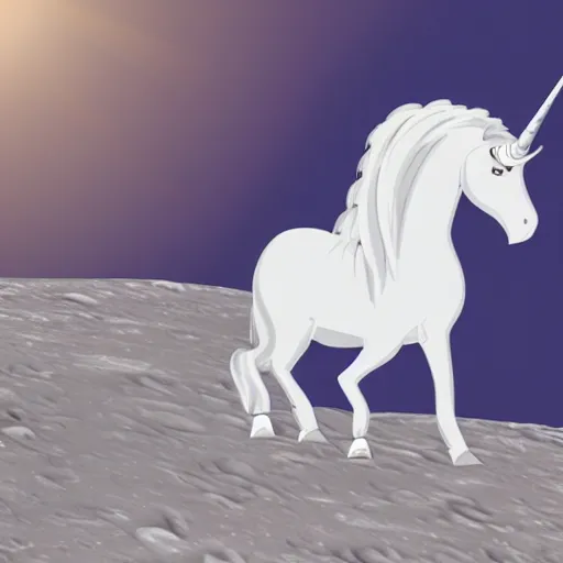 Image similar to White unicorn with wings on the moon