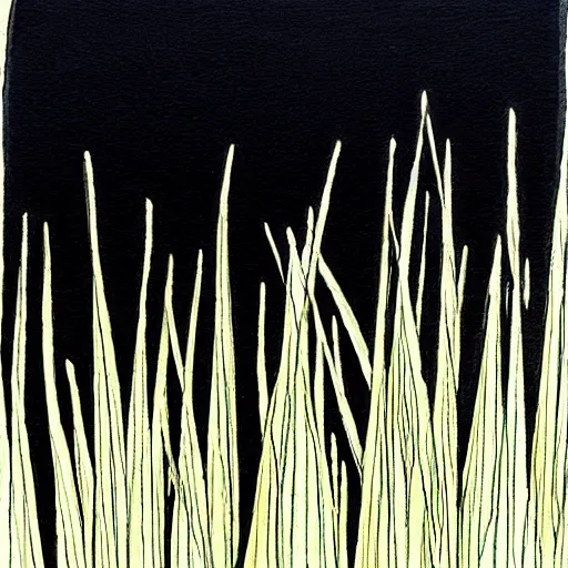 Image similar to zen reeds, ink art