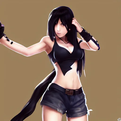 Image similar to head to toe shot of tifa lockhart by wlop, rossdraws, mingchen shen, bangkuart, sakimichan, yan gisuka, jeongseok lee, artstation, 4k