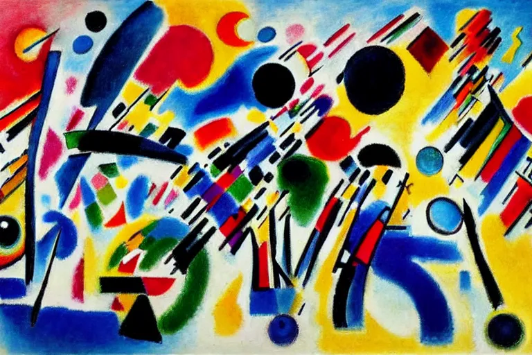 Prompt: rush hour, in style of Kandinsky,