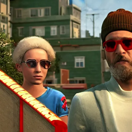 Image similar to a still of from the movie the royal tenenbaums crossover with the game far cry 3