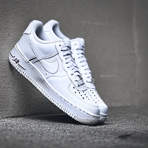 Image similar to The soles, bottoms of White Nike Air Force One Sneakers