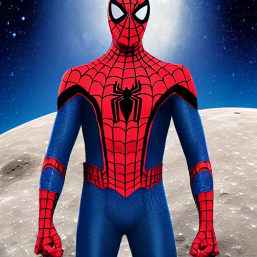 Image similar to spider-man on the moon