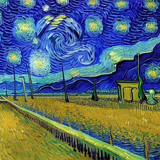 Image similar to a van gogh painting depicting the structure of an atom, 4 k, hyper realistic, dslr, high resolution, landscape, beautiful