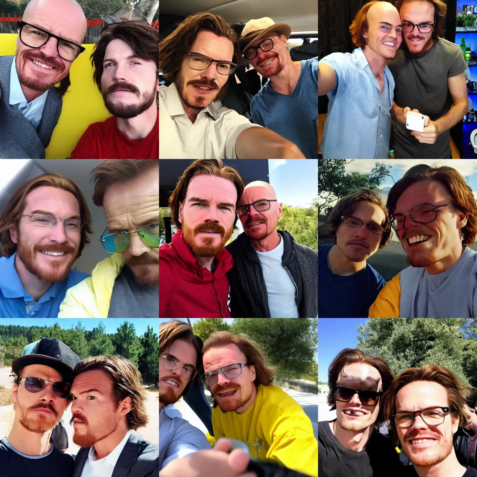 Prompt: Maxmoefoe taking a selfie with Walter White