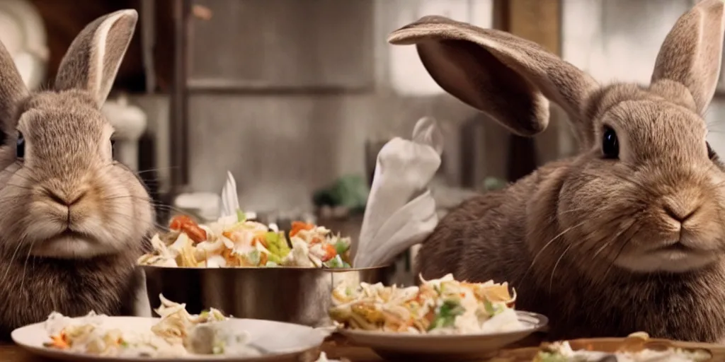 Prompt: a rabbit in the movie chef, screenshot