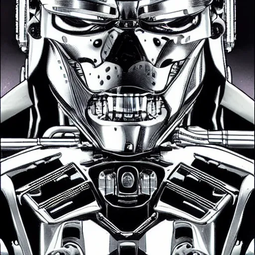 Prompt: a robot that has resemblance to a t 8 0 0 terminator, yusuke murata style, detailed, coherence, well drawn,