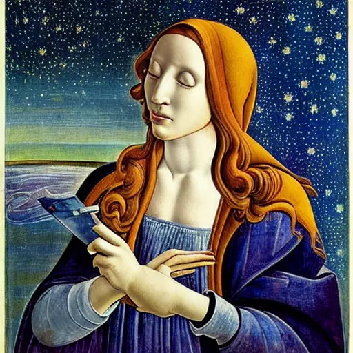 Image similar to stargazing astronomy space, painted by botticelli