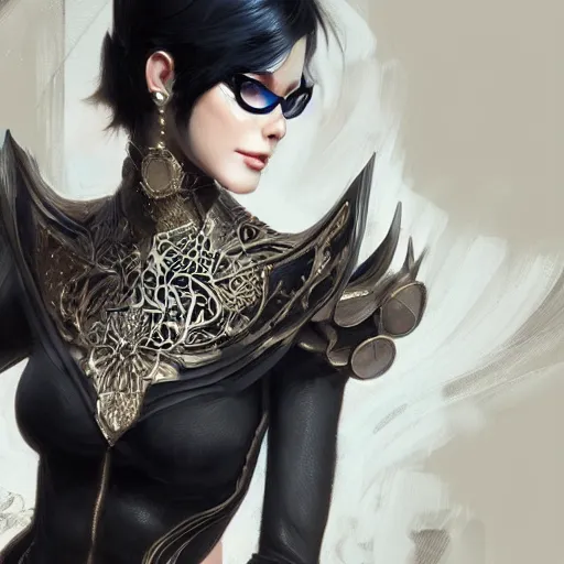 Prompt: bayonetta, urban motifs, intricate, elegant, highly detailed, digital painting, trending on artstation, concept art, smooth sharp focus, illustration, art by artgerm and greg rutkowski