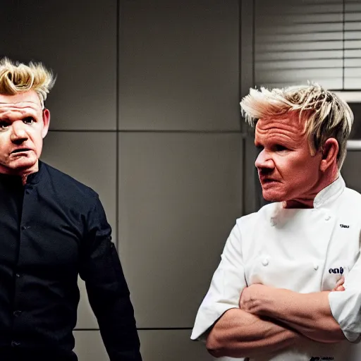 Prompt: Gordon Ramsay shouts at Walter White, 4k image, highly detailed