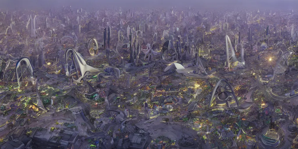 Image similar to a beautiful painting of baghdad city, crowded people, city landscape, zaha hadid, louis kahn, fantasy, futuristic, by yves tanguy, trending on artstation, unreal engine