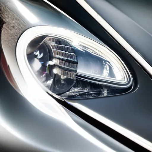 Prompt: closeup shot of the headlights of a porsche 911