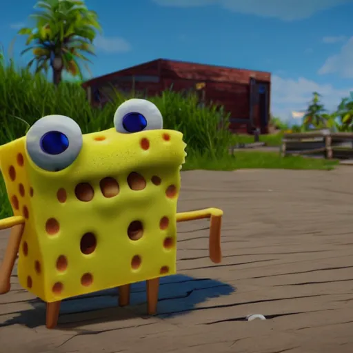 Image similar to spongebox squarepants, hyperrealistic, unreal engine 5