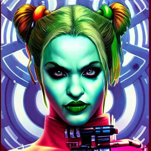 Image similar to lofi biopunk portrait harley quinn as shehulk, pixar style, by tristan eaton stanley artgerm and tom bagshaw.