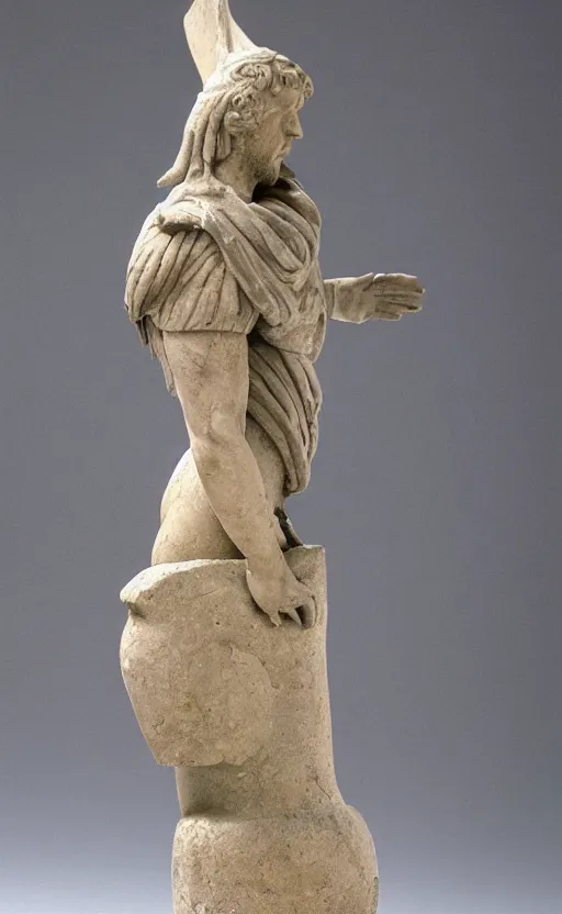 Image similar to a roman statue depicting a pidgeon