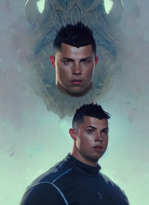 Image similar to highly detailed portrait of ronaldo nazario, stephen bliss, unreal engine, fantasy art by greg rutkowski, loish, rhads, ferdinand knab and lois van baarle, ilya kuvshinov, rossdraws, tom bagshaw, alphonse mucha, global illumination, detailed and intricate environment